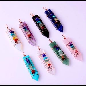 Handmade Crystal 7 Chakra pendant necklace.
